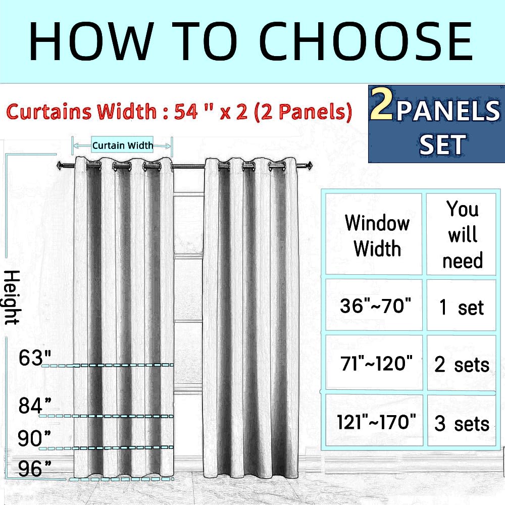MYRU 1 Pair Luxury Floral Curtains - European Style Semi-Blackout Drapes for Living Room & Bedroom (2 Panels, 54
