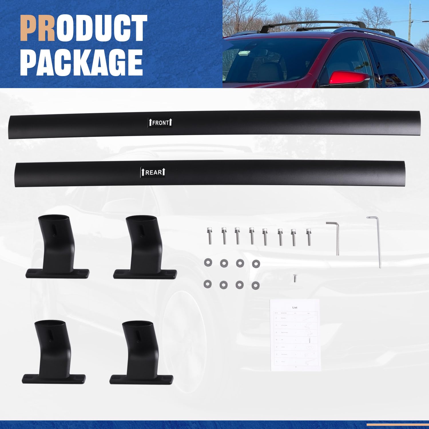 Heavy Duty 220 LBS Roof Rack Cross Bars for Chevrolet Equinox & GMC Terrain (2018-2024) - Black Aluminum Luggage Carrier Bars for SUVs - Perfect for Camping, Road Trips & Outdoor Adventures