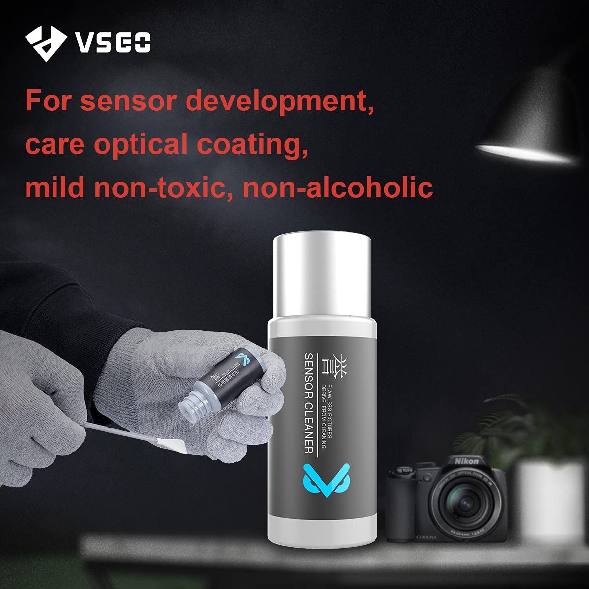 VSGO 34mm CMOS Sensor Cleaning Kit for Mirrorless & Medium Format Cameras - 12 Swabs & 10ml Cleaner (VS-S04E) | Professional Camera Maintenance for DSLR, Mirrorless & Digital Cameras