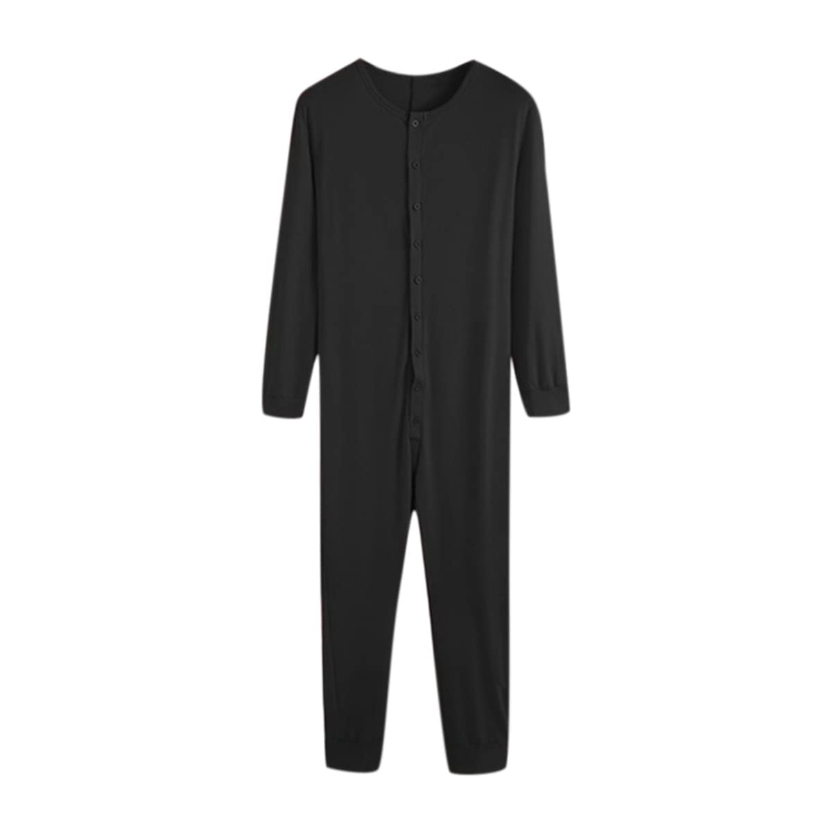 Men's Adult Onesie Pajamas - One Piece Jumpsuit with Stand Collar & Button Front | Cozy Open Hip Design for Homewear & Lounge Wear | Perfect for Sleepwear, Relaxing at Home & Winter Comfort