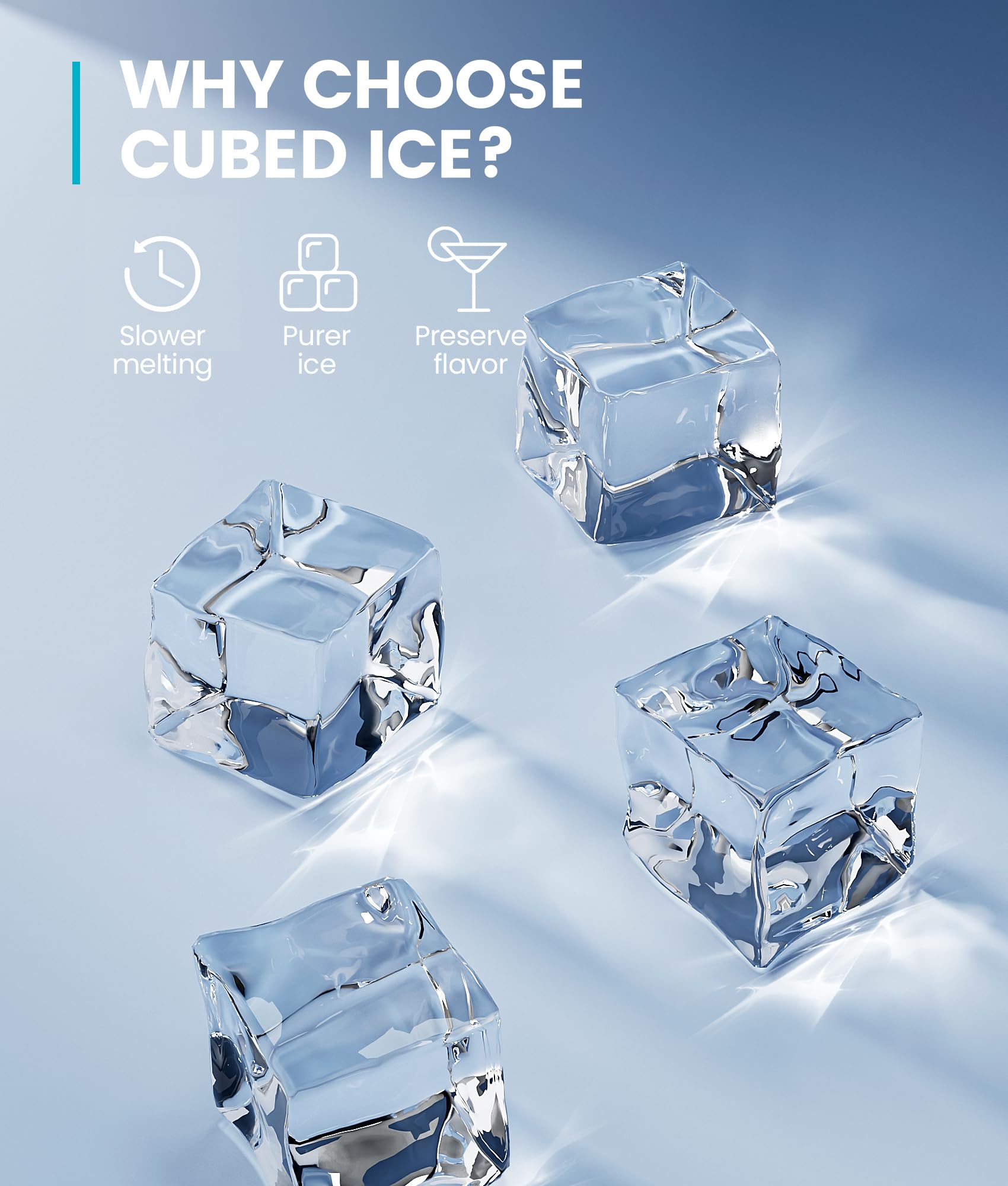 Ecozy Countertop Ice Maker Machine - 33lbs Daily Output, Self-Cleaning Portable Ice Cube Maker with 1.5L External Water Tank for Home, Office, Party & Bar - Perfect for Cocktails, Beverages & Outdoor Gatherings