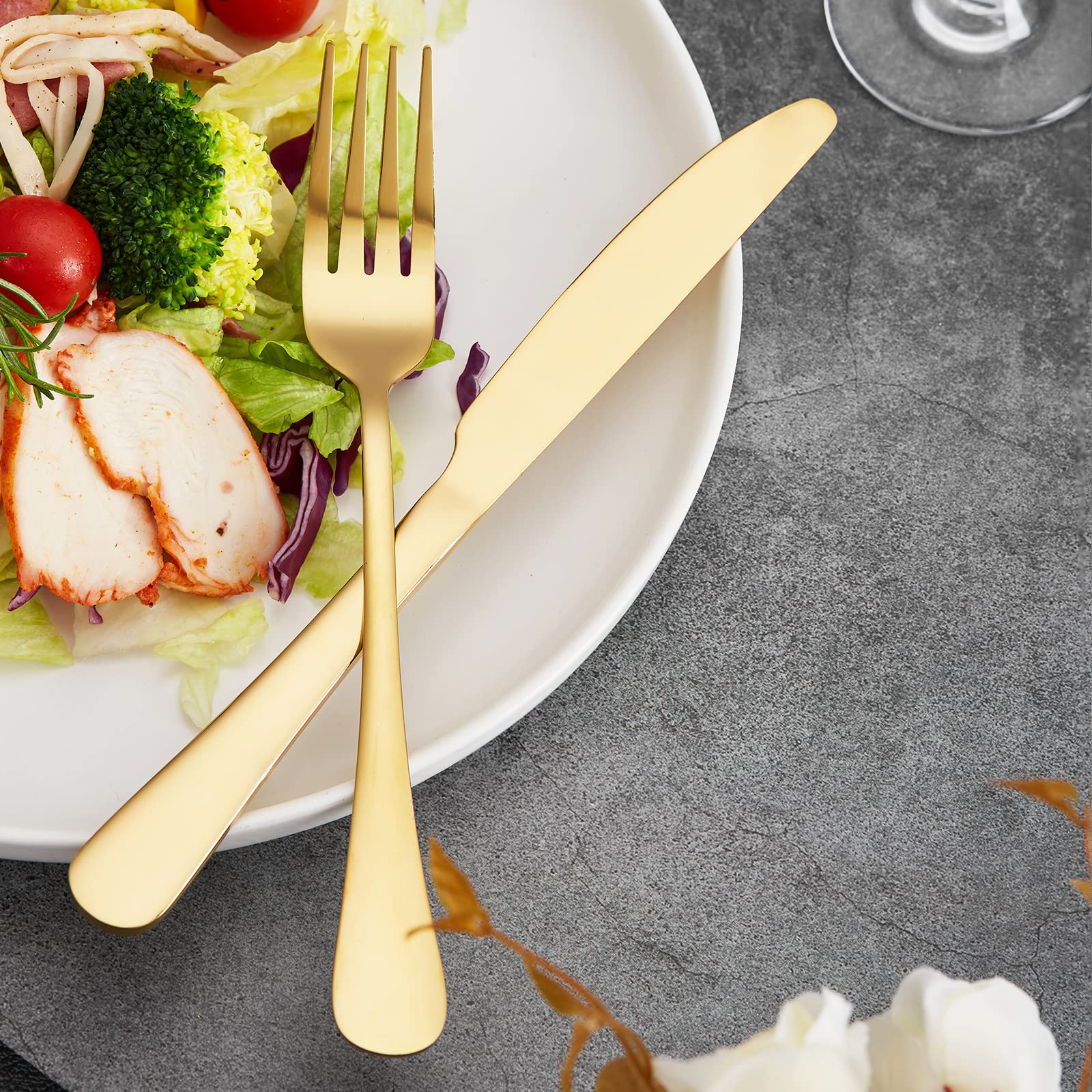 20-Piece Gold Silverware Set - Stainless Steel Flatware Cutlery Set for Home, Kitchen, Restaurant, Hotel - Tableware Service for 4 - Dishwasher Safe Spoons & Forks Set - Perfect for Dinner Parties, Weddings & Fine Dining
