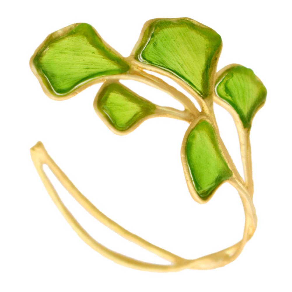 Handmade Artisan Glass & Gold Plated Ginkgo Leaf Cuff Bracelet - Elegant Boho Jewelry for Women, Perfect for Weddings, Parties & Everyday Wear