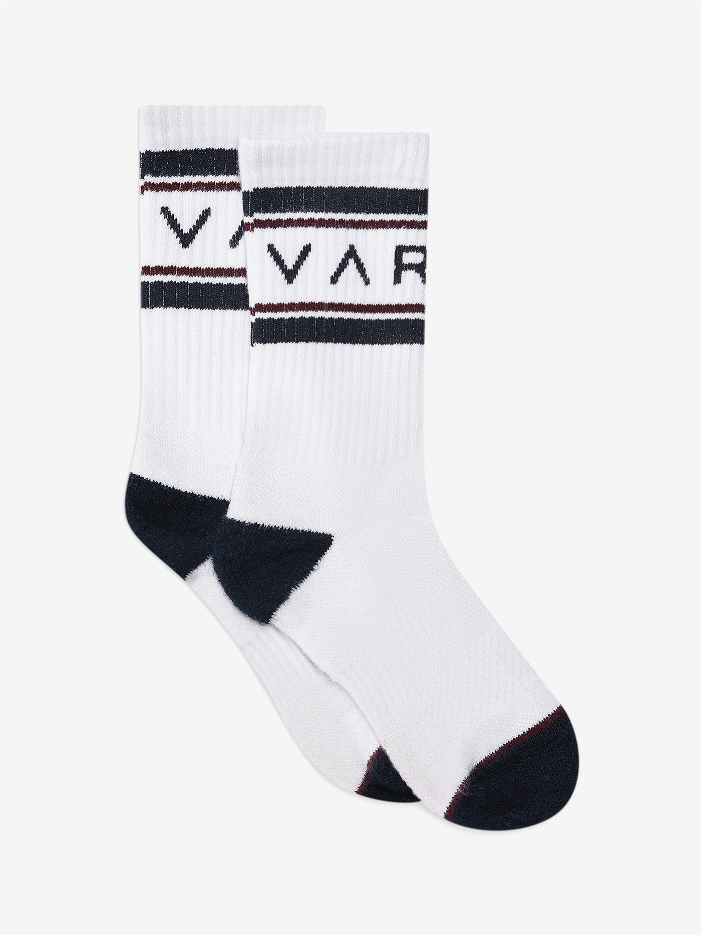 Varley Astley Active Socks - White/Blue Nights/Port - Breathable Athletic Socks for Running, Yoga & Gym Workouts - S/M Size