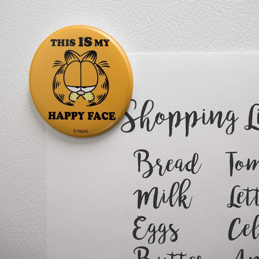 Garfield 'This IS My Happy Face' Funny Fridge Magnet - Perfect for Kitchens, Lockers & Office Decor - Add Humor to Your Daily Life