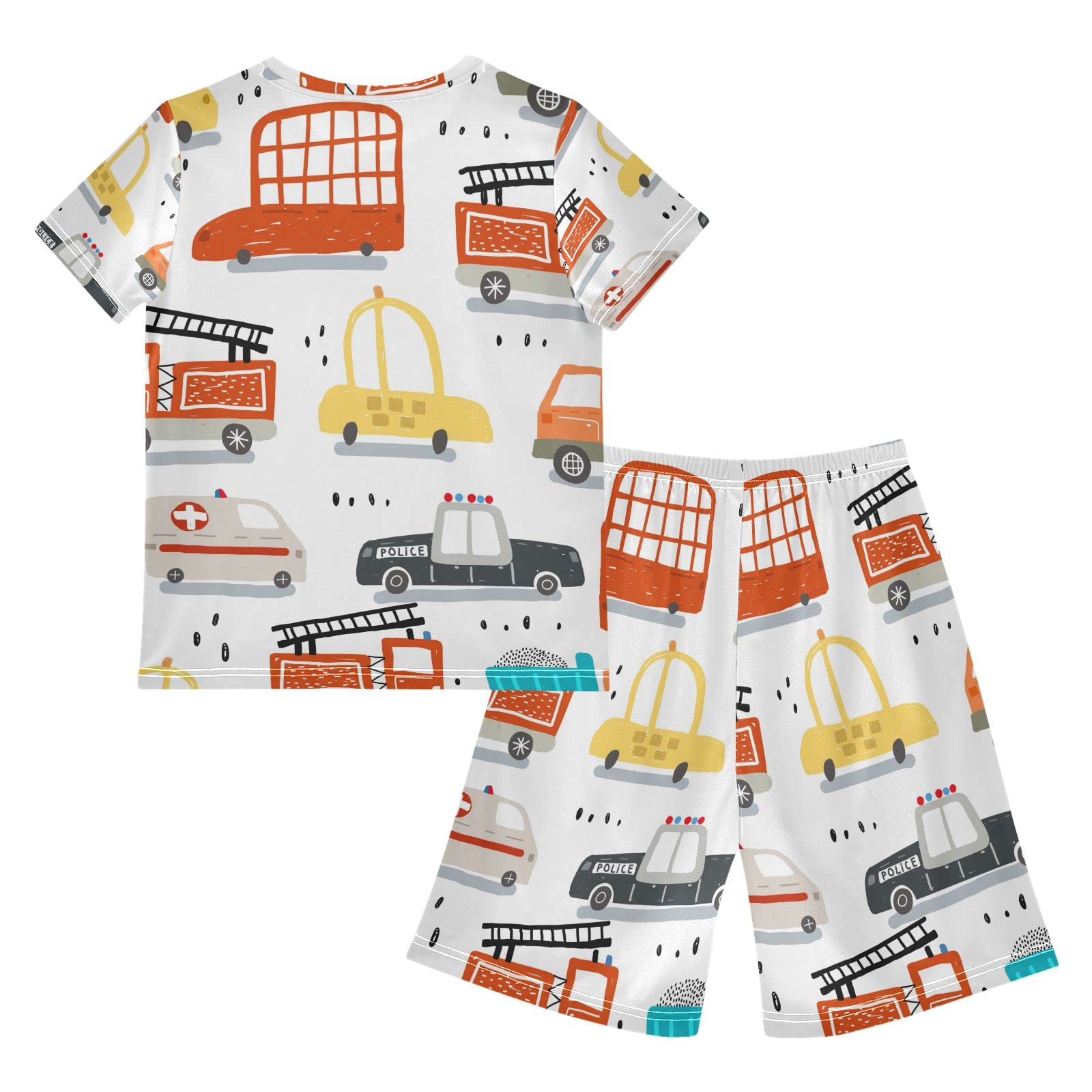 Cartoon Cars Boys' Summer Outfits - 2-Piece Shorts & T-Shirt Playwear Set for Toddler Boys & Girls | Outdoor Play, Beach Vacation & Casual Wear