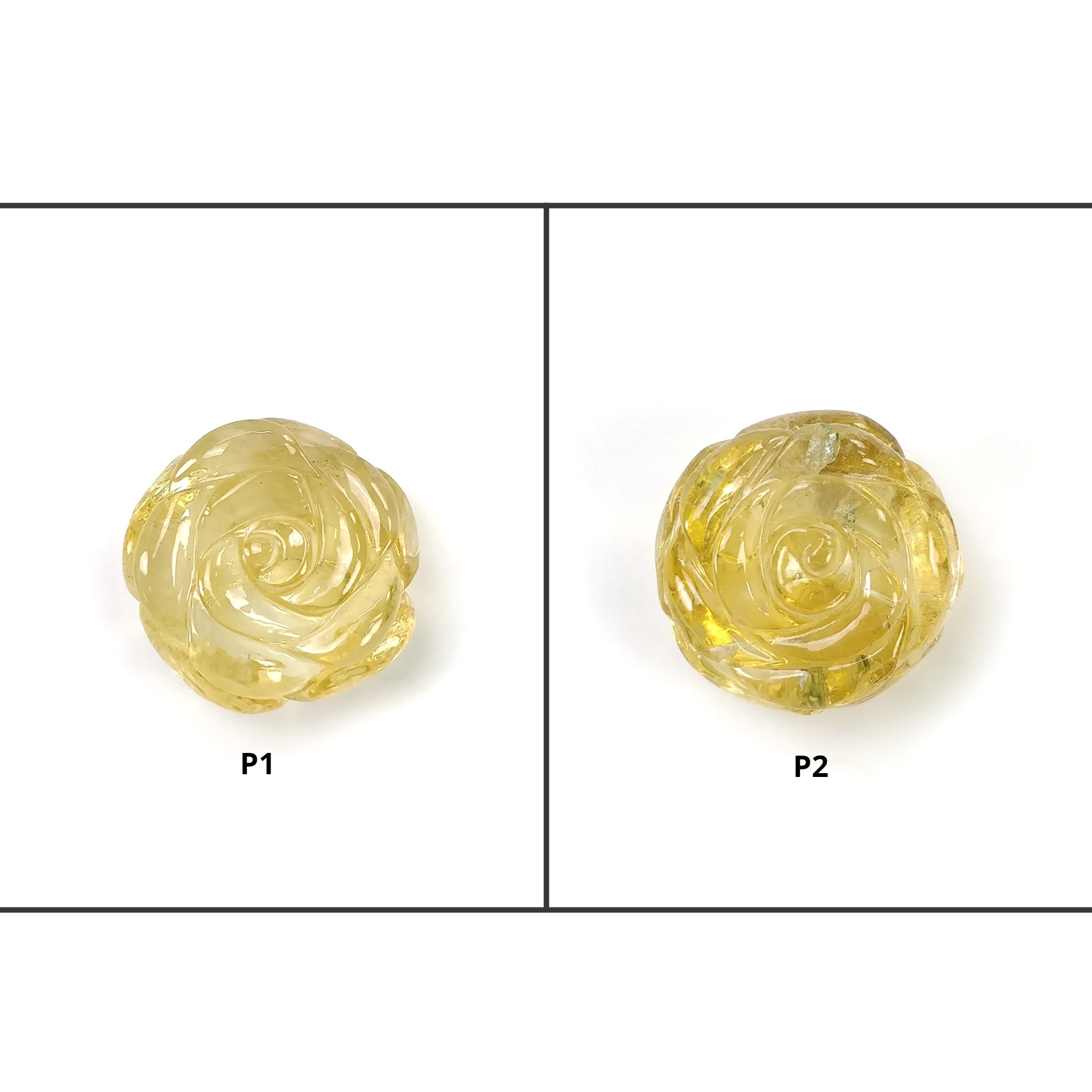 Natural Untreated Yellow Citrine Gemstone Hand-Carved Flower Round Shape - Healing Crystal for Meditation, Home Decor & Jewelry Making