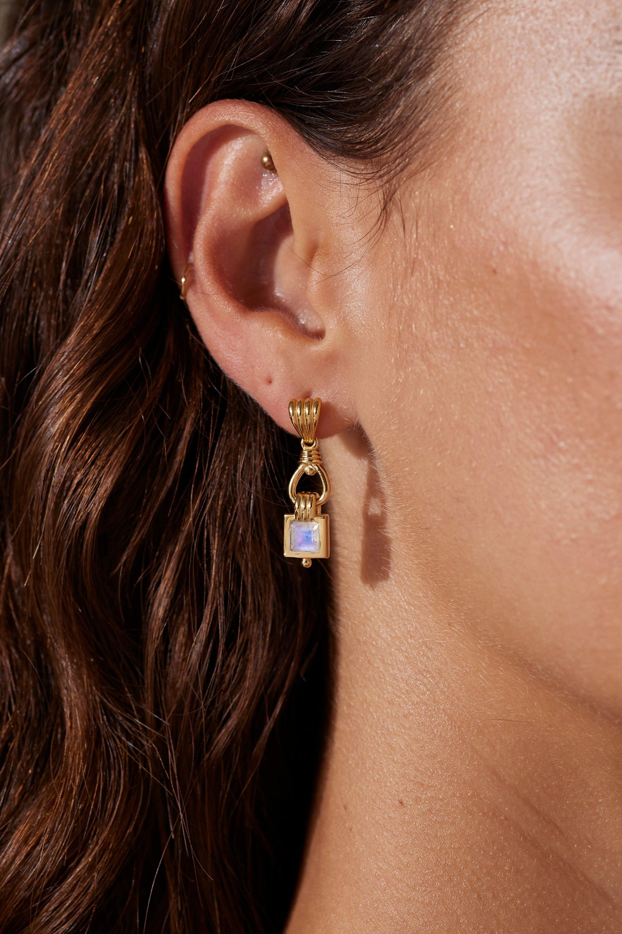 Freya Moonstone Gold Earrings - 14K Gold Plated Dangle Earrings for Women, Elegant Boho Jewelry Gift for Her | Perfect for Weddings, Parties & Everyday Wear