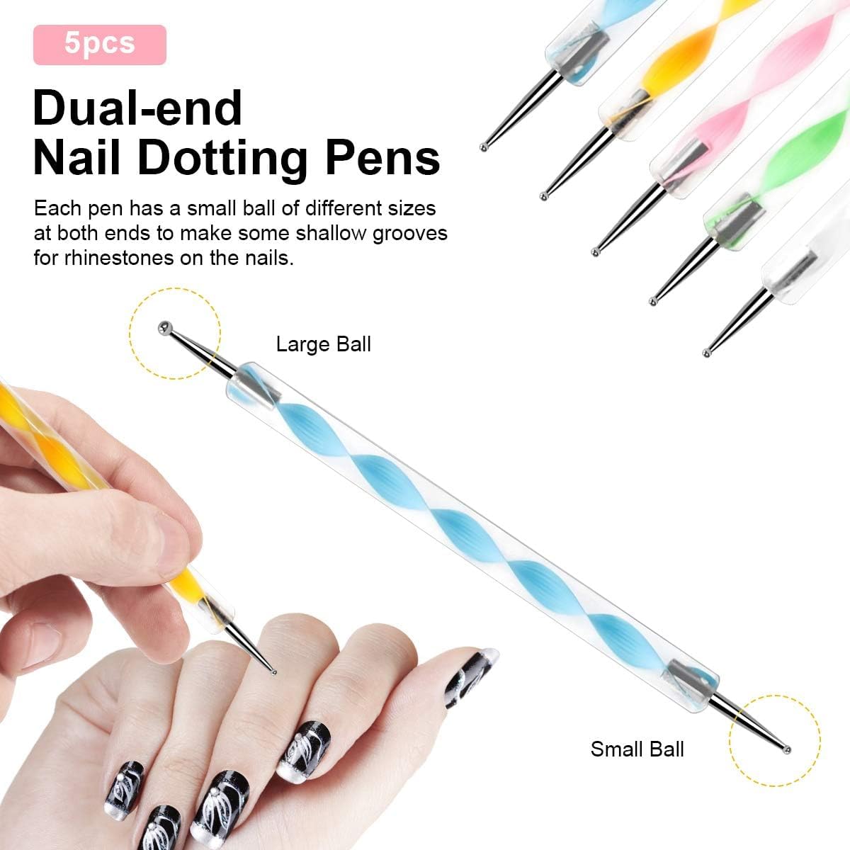 20 Pcs Professional Nail Art Brush Set - Dotting Tools, UV Polish & Acrylic Design Brushes for Nail Art Painting & Drawing | Perfect for Salon, Home Manicure & DIY Nail Designs