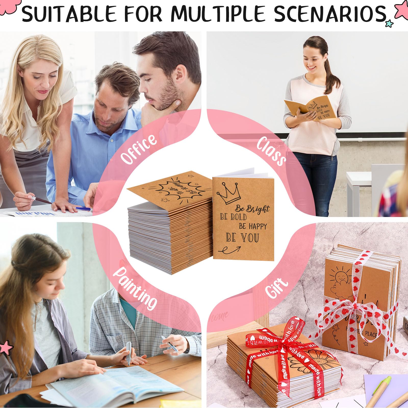 48 Pack Kraft Motivational Notepads - Inspirational Notebooks for School & Office, 4.3x6.1 Inches