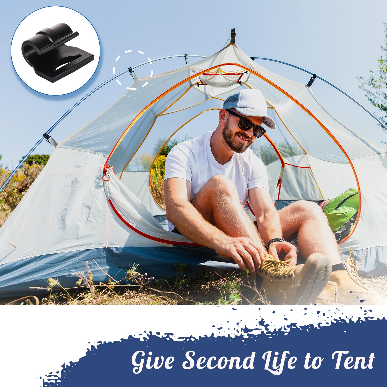 20 Pack Tent Pole Clips - Heavy Duty C Clips for Tent Poles, Universal Tent Pole Attachment Clips (Fits 6.9-8.5mm/9/32