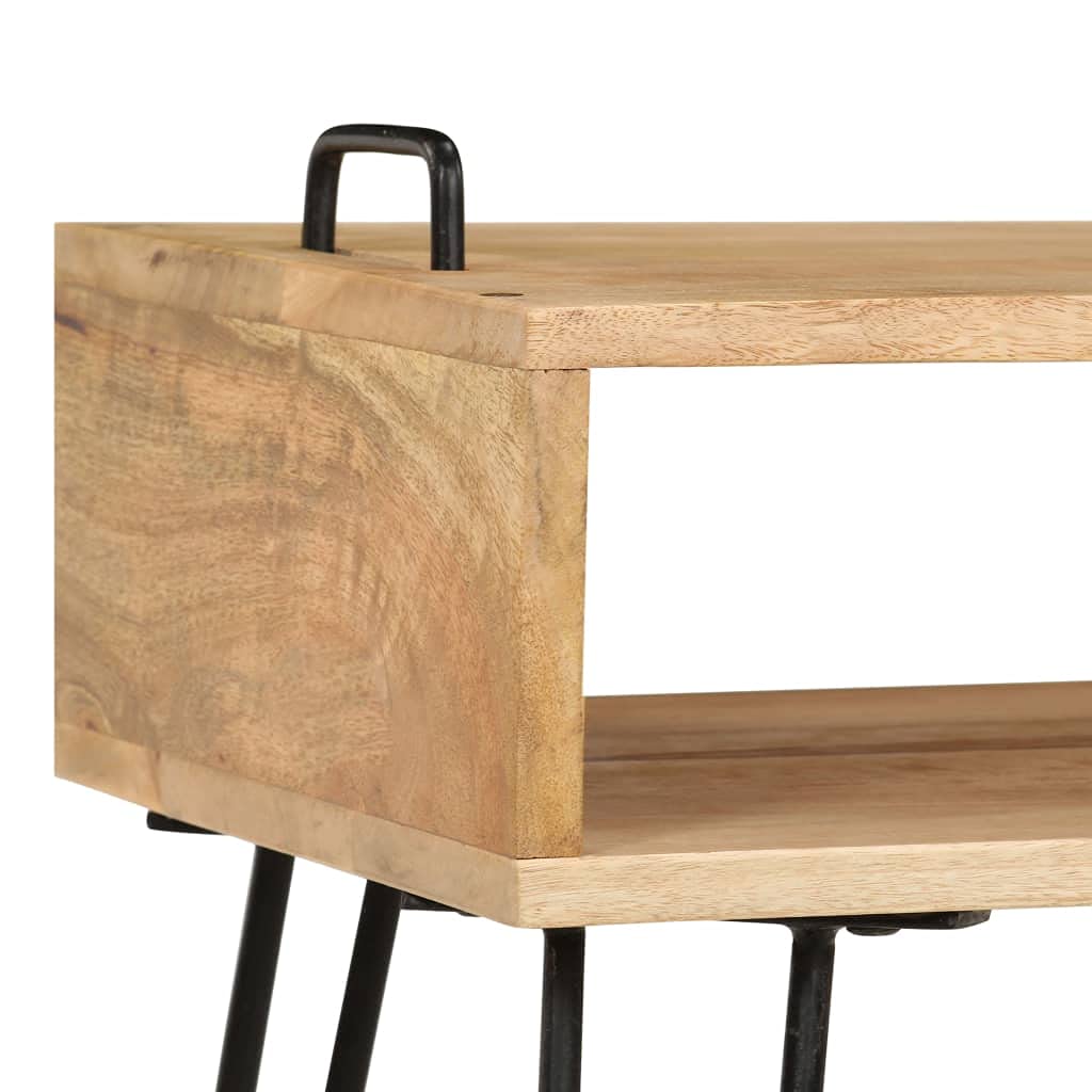 Industrial Coffee Table with Steel Legs & Storage - 39.4