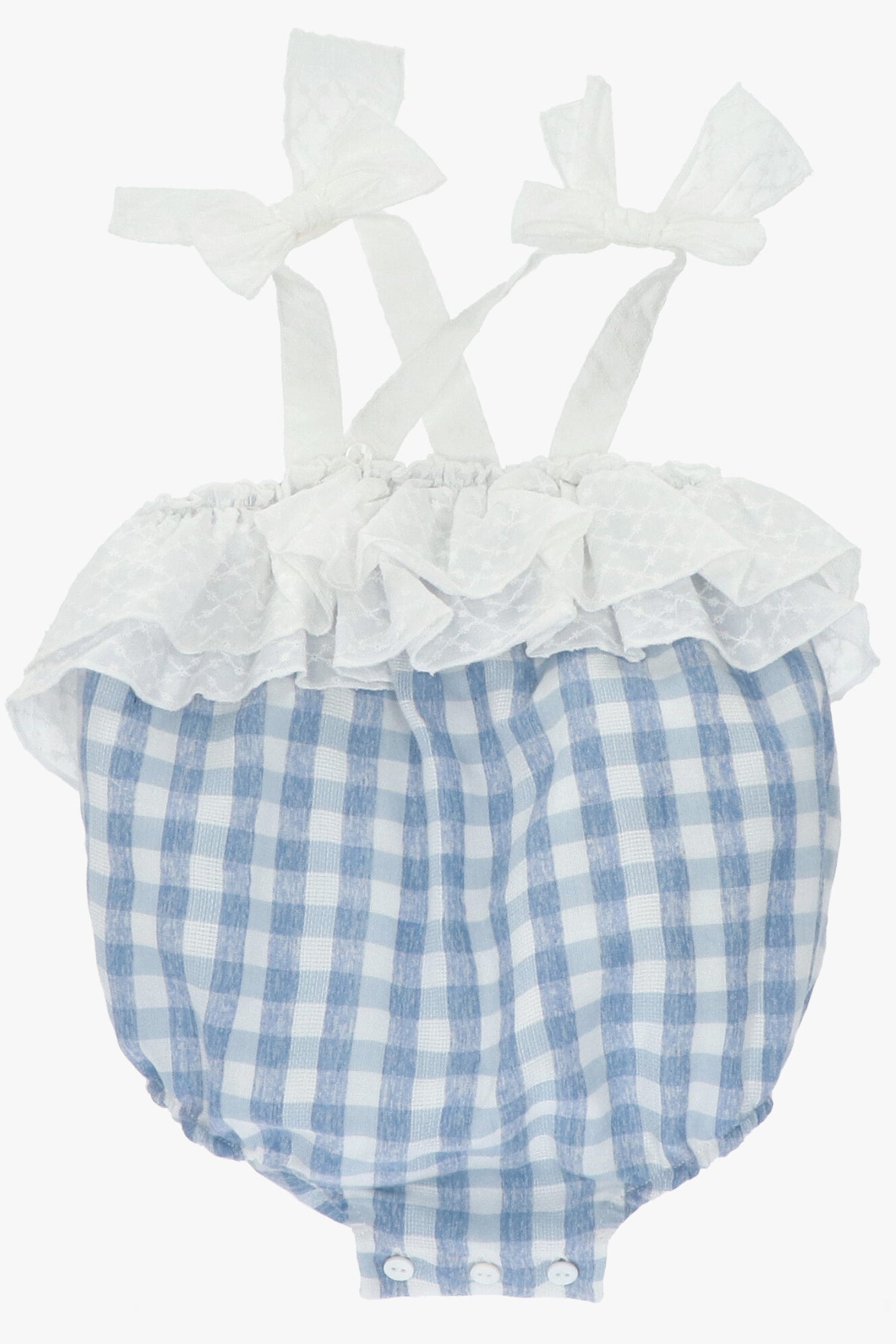 Zelda French Blue Gingham Shortie Pajamas - Soft Cotton Sleepwear for Women, Cute Lounge Set for Bedtime & Relaxation at Home