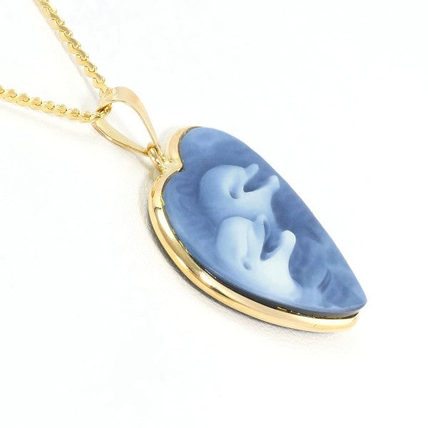 18K Yellow Gold Stone Cameo Necklace - Vintage Elegant Pendant for Women | Perfect for Weddings, Anniversaries & Special Occasions