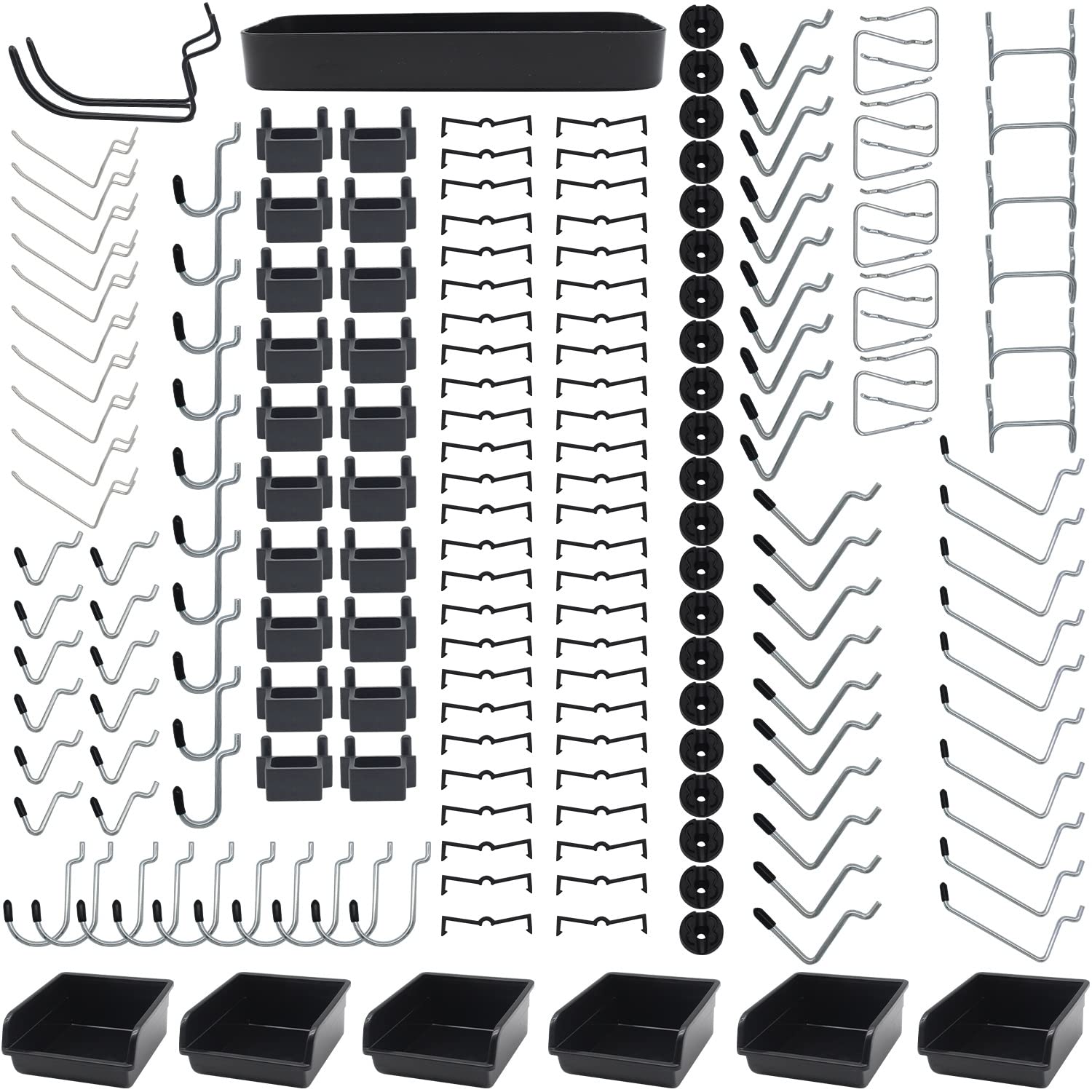 258 PCS Pegboard Hooks Kit - Metal Pegboard Hooks, Bins & Accessories for Garage, Workshop & Retail Organization - Heavy Duty Storage Solution for Tools, Supplies & Retail Displays