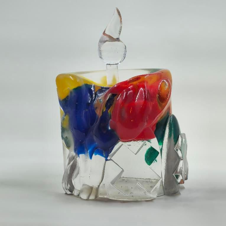 Clear Acrylic Paperweight with Decorative Items Inside - Larry by Dillon Gregory - Perfect for Office Desk Decor and Gift Ideas