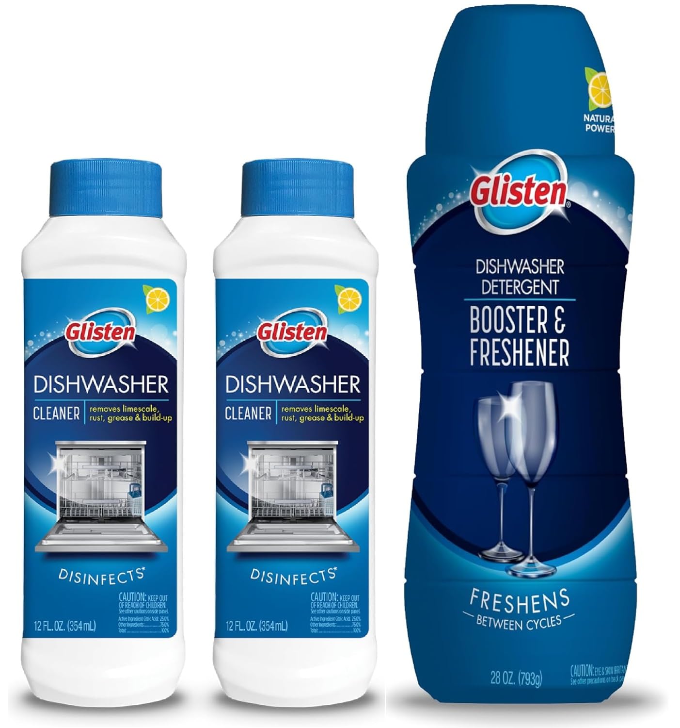 Glisten Dishwasher Magic Machine Cleaner & Disinfectant (2-Pack) | Powerful Dishwasher Detergent Booster | Removes Limescale & Odors | Ideal for Home & Commercial Dishwashers