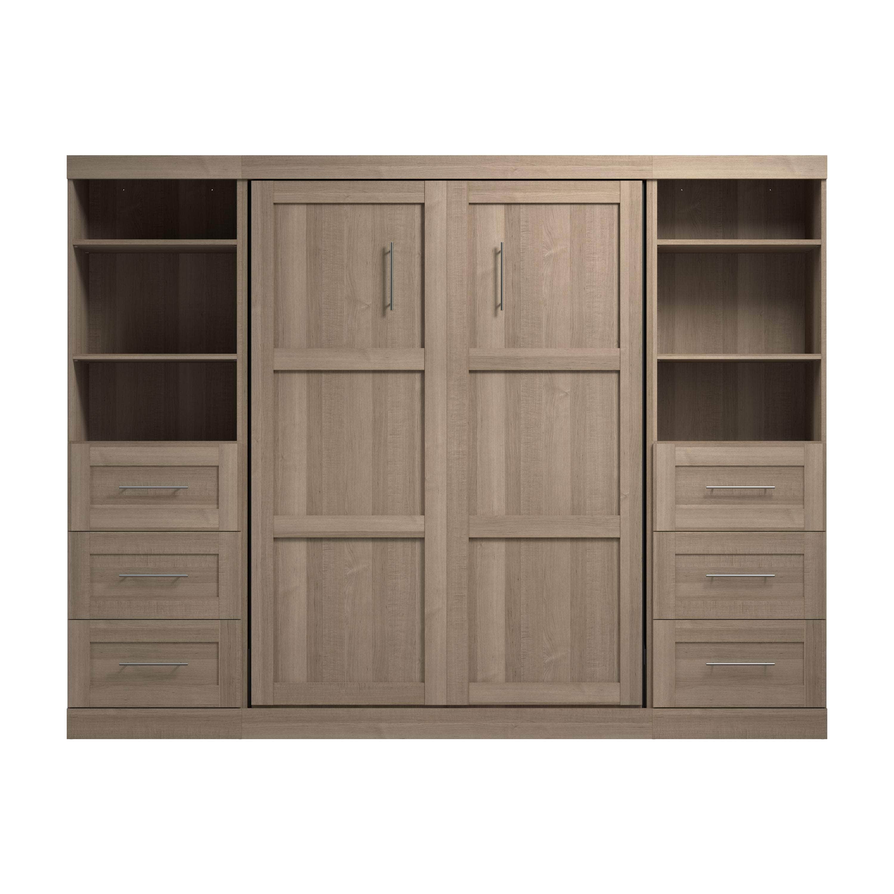 Pur Full Murphy Wall Bed with 2 Storage Units & Drawers (109W) - 7 Color Options for Space-Saving Home Office, Guest Room & Small Apartments
