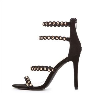 Stylish Black Studded Strappy Heels for Women - Fashionable High Heel Sandals for Parties, Weddings & Night Out