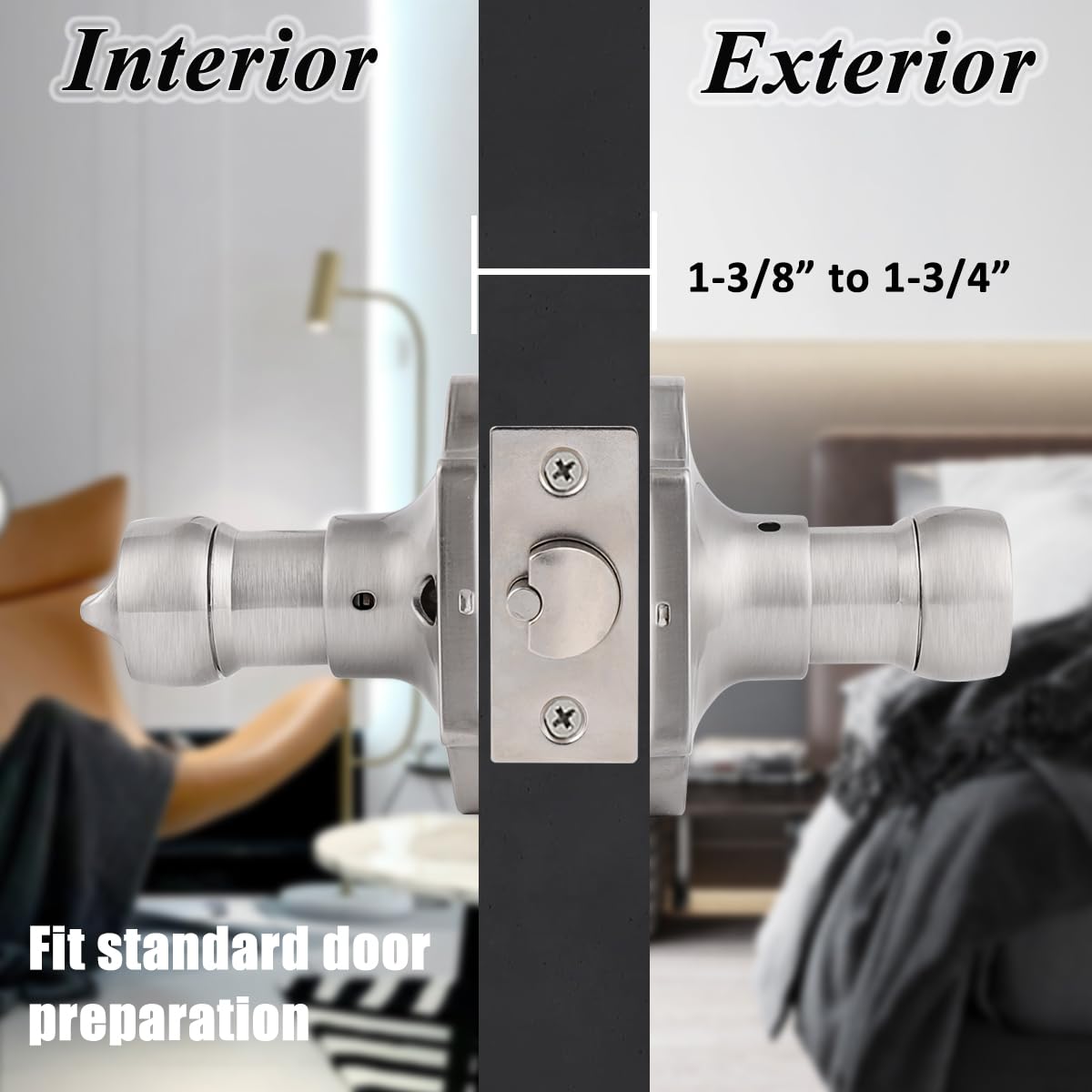 Probrico Keyed Door Lock Set - 2 Pack, Brushed Nickel for Home Security
