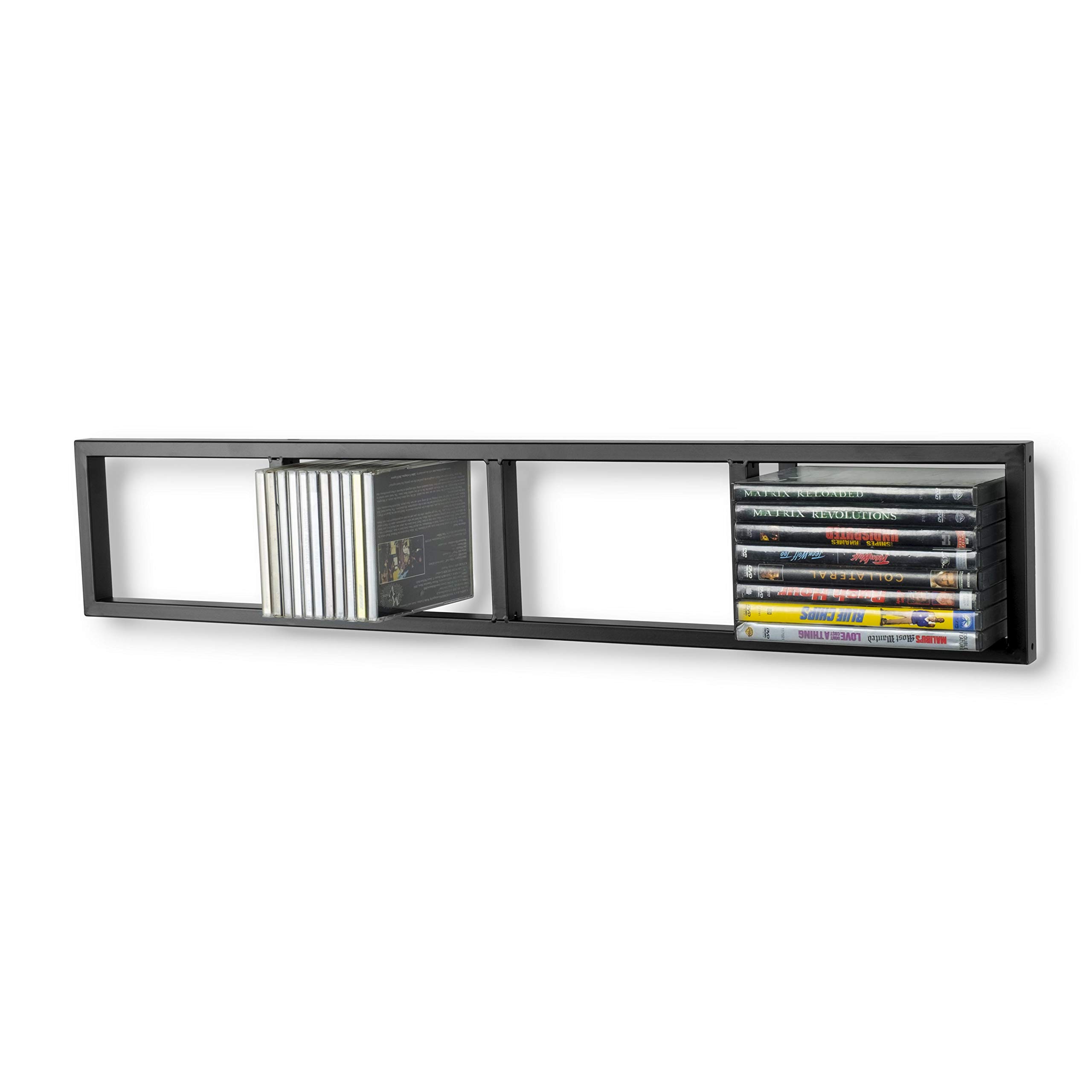 34 Inch Metal Black Wall Mount CD DVD Storage Shelf - Organize Video Games, Movies & Media - Perfect for Living Room, Bedroom or Home Theater Organization