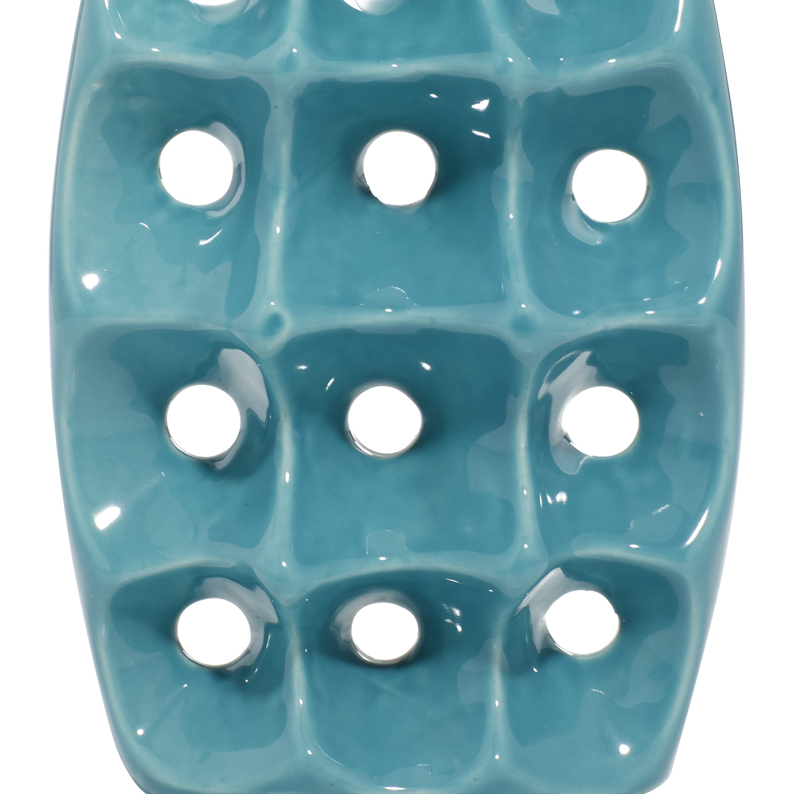 Deco 79 Ceramic Vase Set of 3 - Blue Handcrafted Home Decor Centerpiece with Unique Patterns (5