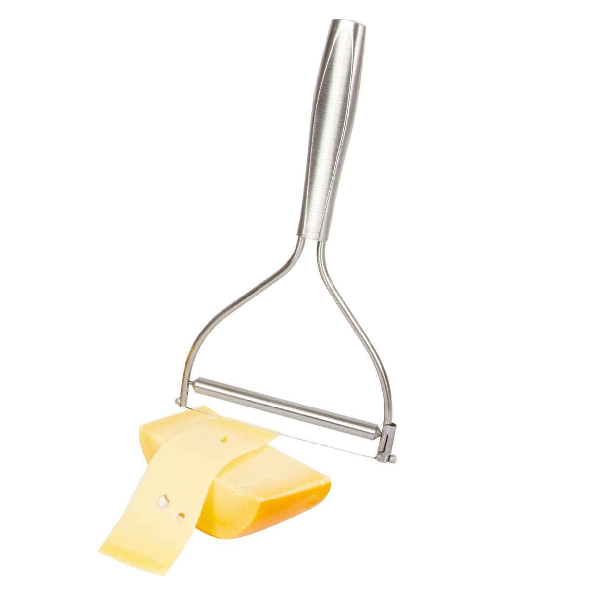 Boska Monaco Cheese Slicer with Wire - Premium Handheld Cheese Cutter for Hard & Soft Cheeses - Non-Stick Silver Blade with 3 Replacement Wires - Dishwasher Safe Kitchen Tool - Perfect for Entertaining, Charcuterie Boards & Gourmet Cooking