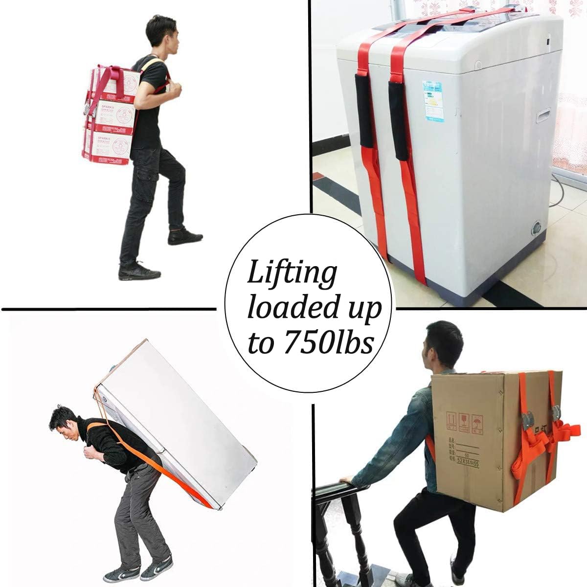 1-Person Heavy Duty Moving Straps - 600 lbs Capacity Lifting & Moving System with Shoulder Straps & Handles - Ideal for Furniture, Appliances & Large Objects (Orange) - Perfect for Home Moves, DIY Projects & Warehouse Use