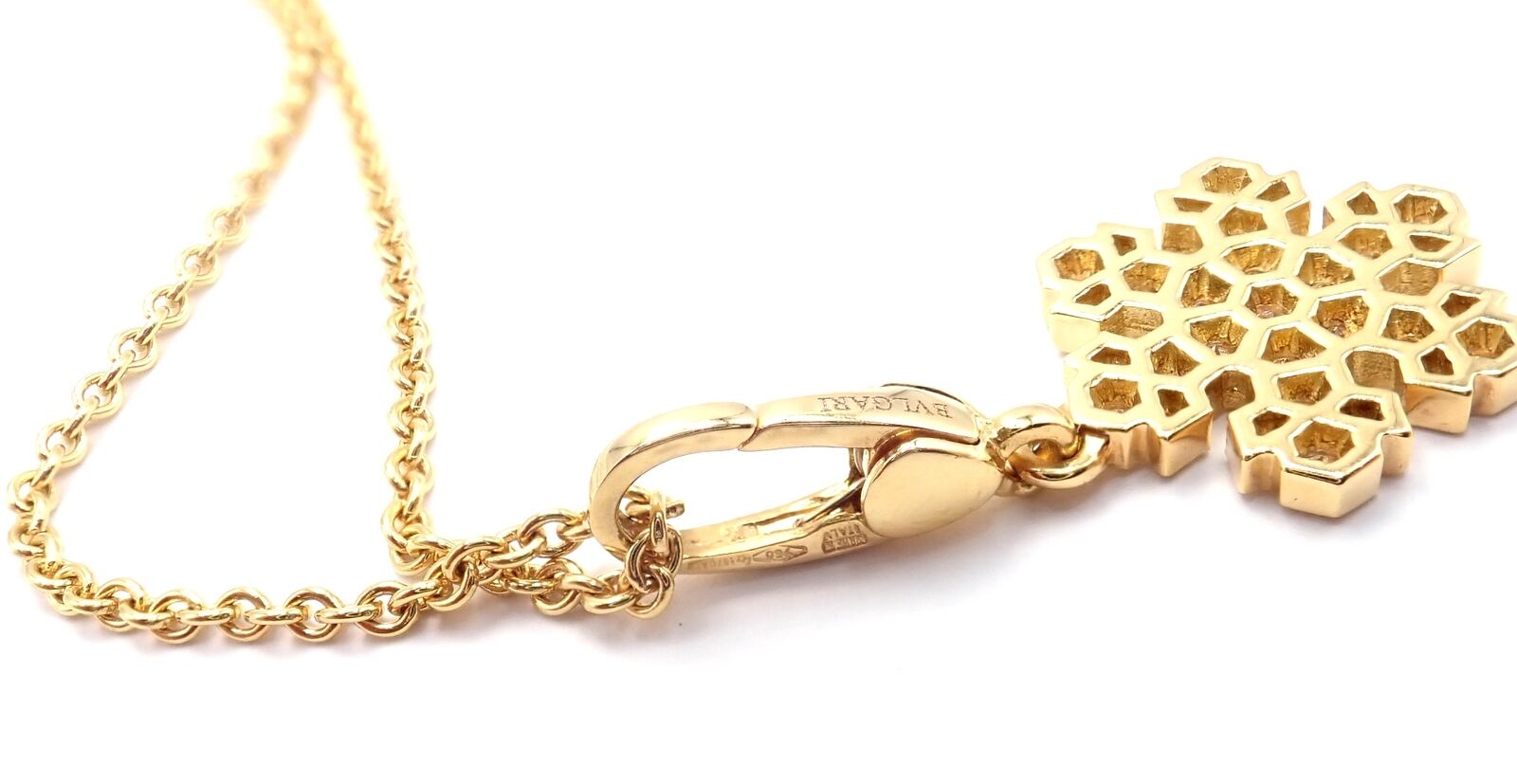 Bulgari Bvlgari Fiocco De Neve Snowflake 18k Gold Diamond Pendant Necklace - Luxury Italian Jewelry for Women, Perfect for Christmas Gifts & Special Occasions
