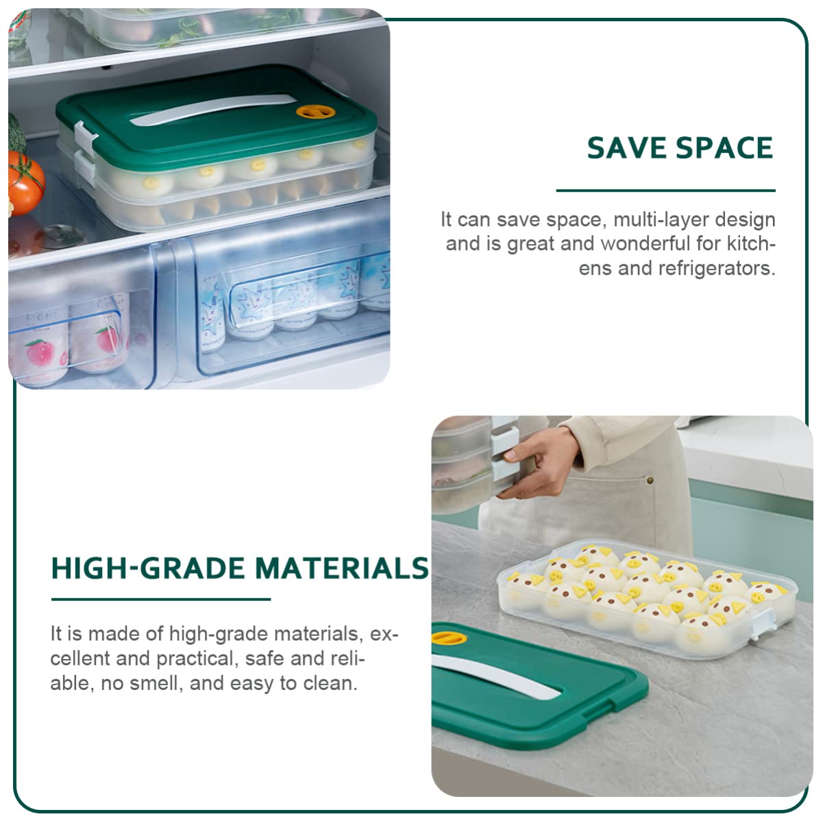 DOITOOL Refrigerator Organizer Bins - Plastic Food Storage Containers for Fridge, Crisper Drawer Organizer, Egg Tray & Dumpling Box - Perfect for Meal Prep, Leftovers & Kitchen Organization