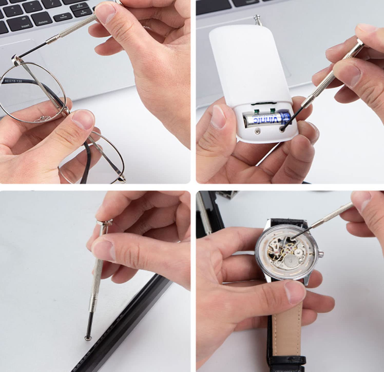 Endlanoo Eyeglasses Repair Kit with 6-Piece Magnetic Screwdriver & Screws - Fix Glasses, Sunglasses, Watches & Small Electronics - Perfect for Home, Office & Travel Use