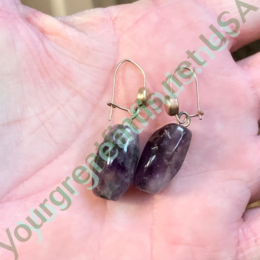 Vintage Gold Filled Amethyst Bead Dangle Earrings for Women - Handmade Purple Gemstone Jewelry for Parties, Weddings & Special Occasions