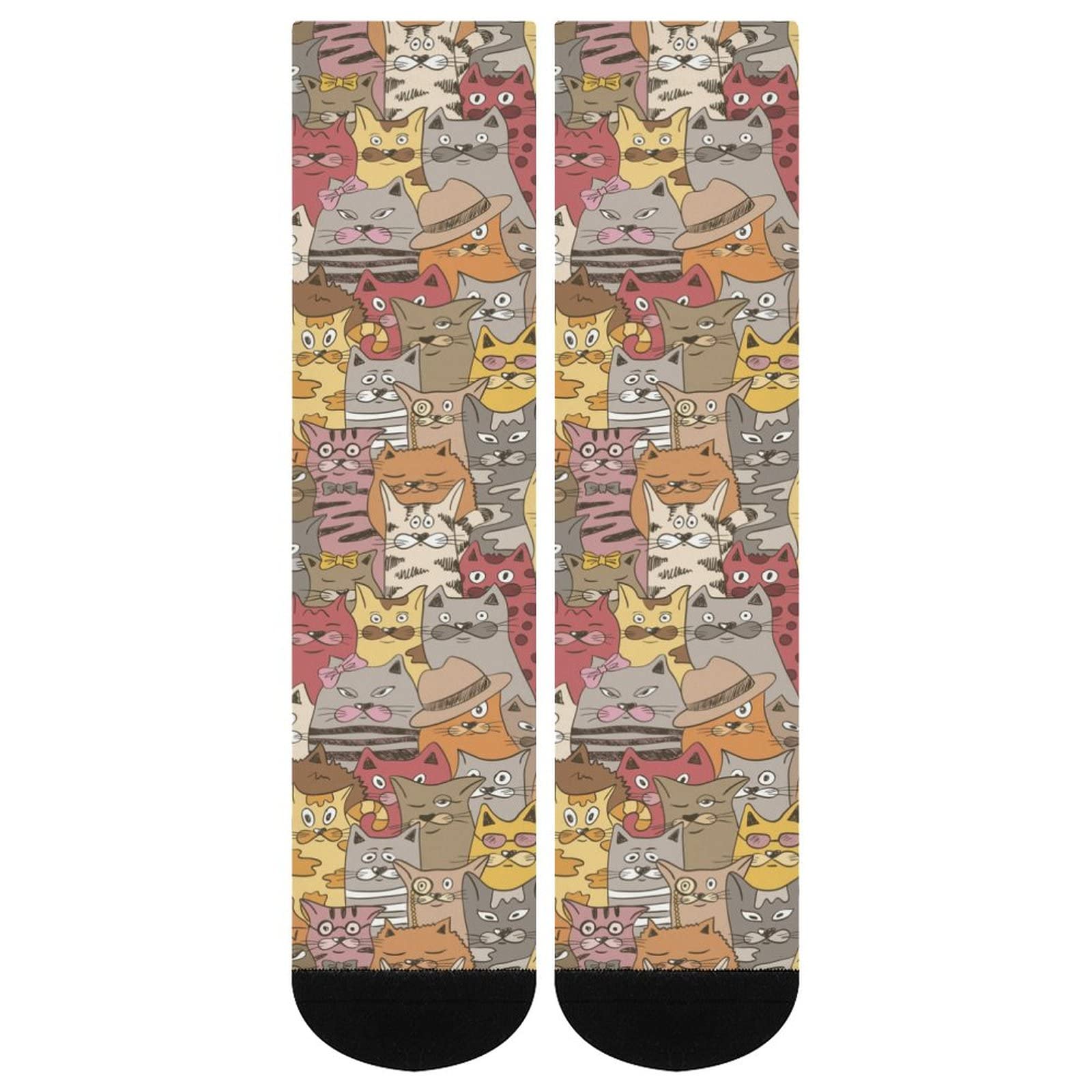 Funny Cat Crew Socks - Colorful Novelty Crazy Print Socks for Women & Men (Unisex) - Perfect for Gifts, Cosplay & Everyday Wear