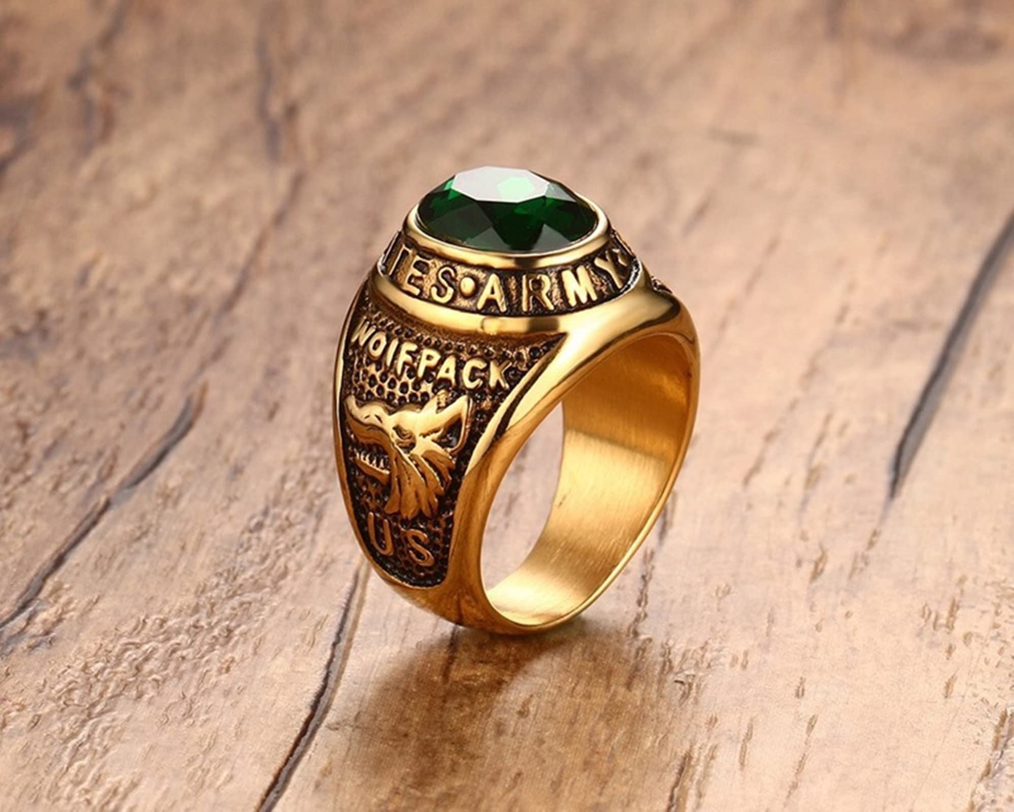 Affordable Men's Wedding Rings - Gold & Green Stainless Steel Zircon Inlaid Band for Grooms, Engagement & Anniversary Gifts | Perfect for Christmas Proposals, Valentine's Day & Special Occasions