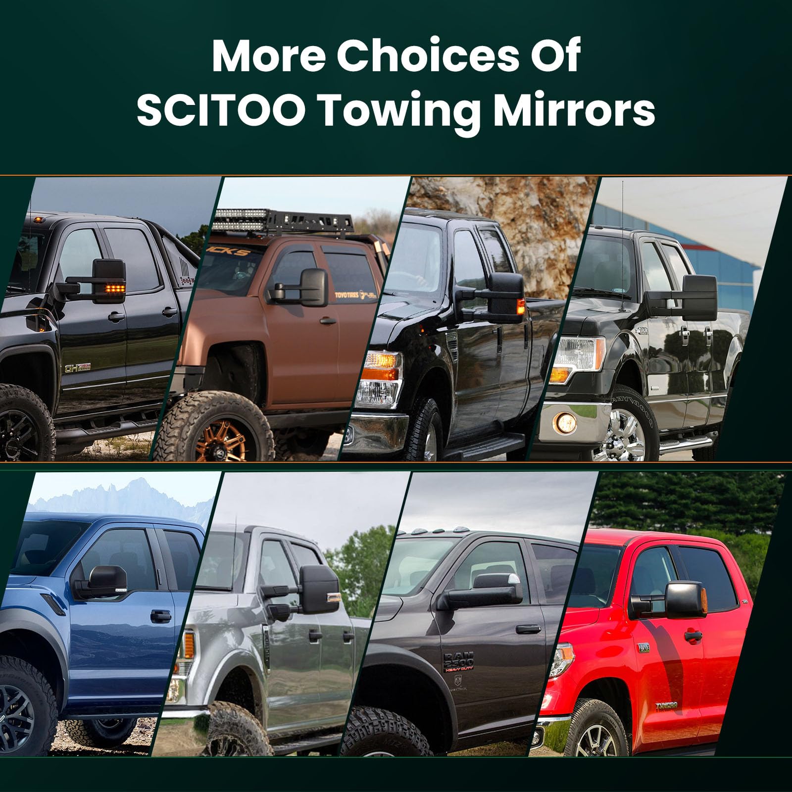 SCITOO Power Heated LED Towing Mirrors for Ford F250 F350 F450 F550 Super Duty (2003-2007) - Smoke Signal Side View Mirror Pair Set for Enhanced Visibility & Safety While Towing Trailers or Large Loads