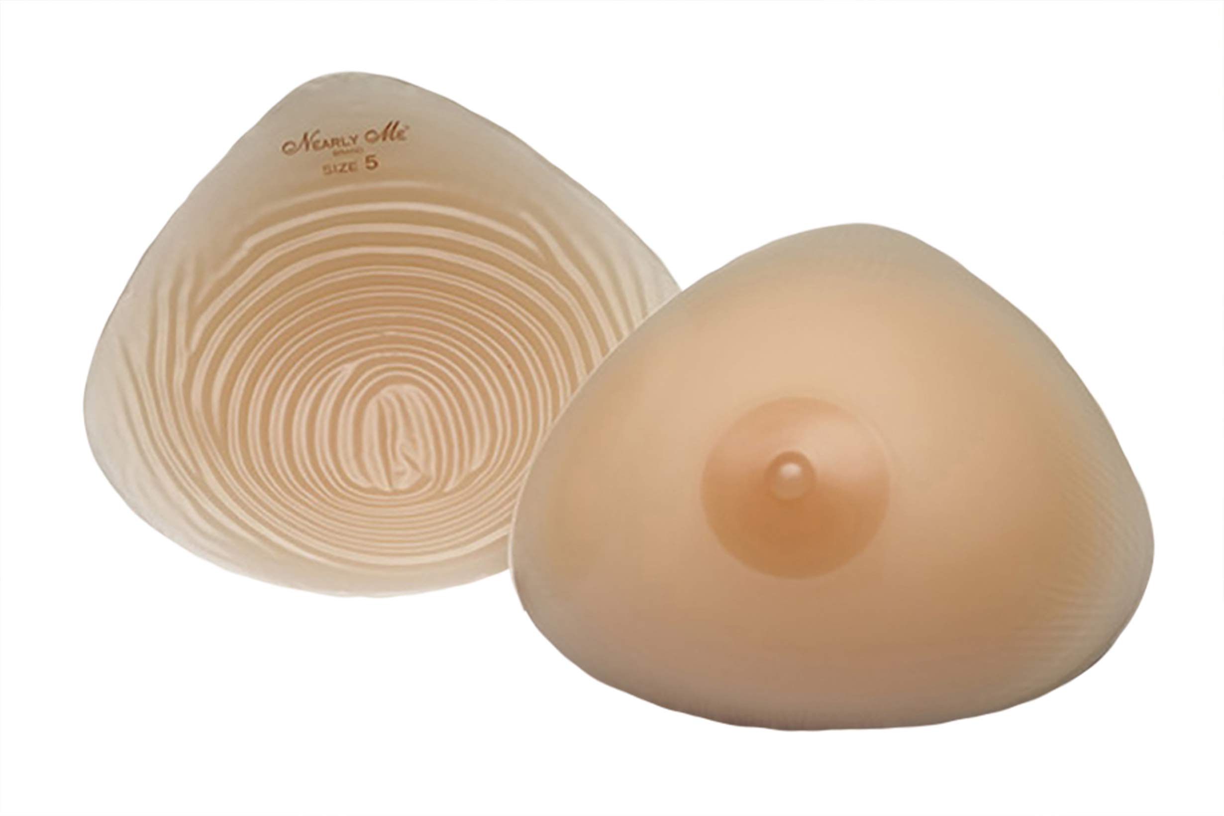 Nearly Me Silicone Mastectomy Breast Form Prosthesis - Natural Nipple, Standard Weight Semi-Full Triangle #390 | Post-Surgery Comfort for Active Women | Swim, Yoga & Everyday Wear