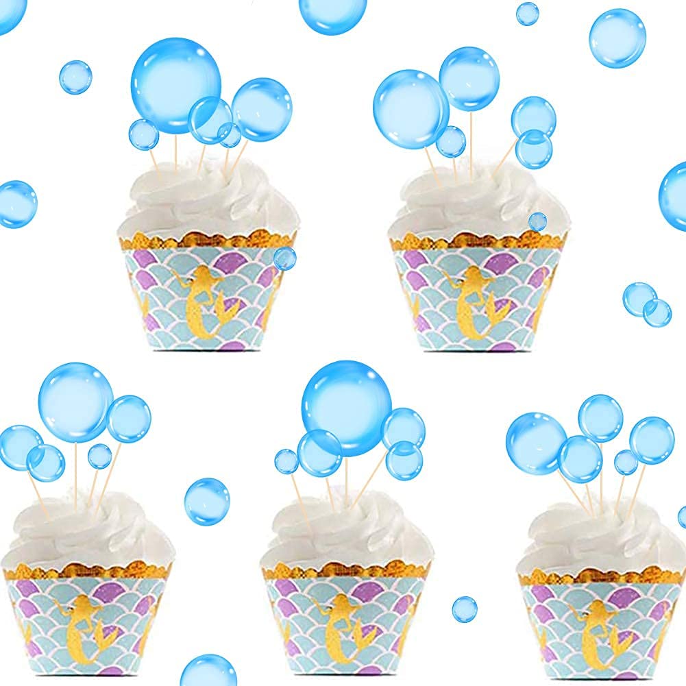 54PCS Blue Bubble Party Decorations - Under The Sea Birthday Decor, Mermaid Baby Shower, Underwater Wedding Table Centerpieces - Ocean Themed Confetti & Bubble Decor for Festive Events & Home Parties
