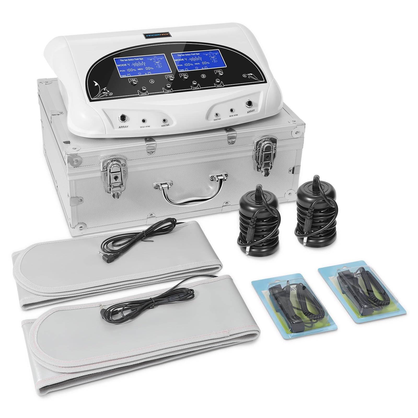Professional Ionic Foot Detox Machine with 2 Waist Belts & 10 Liners - Dual Array Foot Spa for Deep Cleansing & Relaxation | Perfect for Home Spa, Wellness Therapy & Detoxification