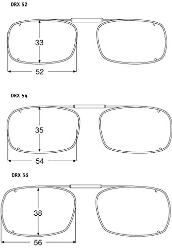 Visionaries Polarized Clip-On Sunglasses DRX Rec Gun Frame 52x33 - UV Protection & Anti-Glare for Driving, Fishing & Outdoor Activities