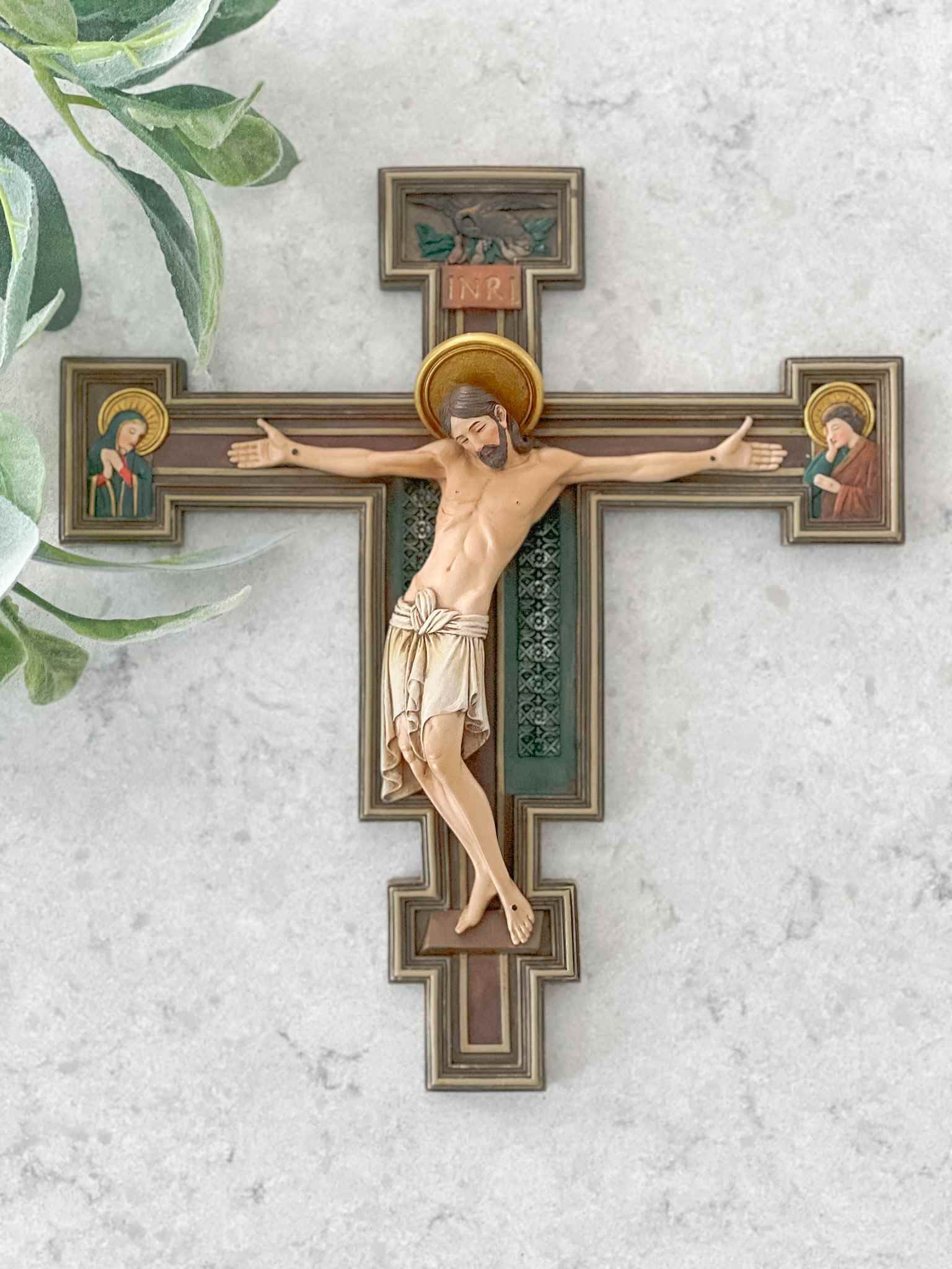 Florentine Crucifix - Handcrafted Italian Wooden Cross for Home Decor, Wall Hanging & Religious Gifts | Perfect for Church, Bedroom & Spiritual Spaces