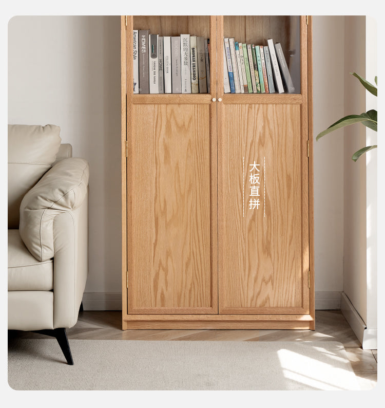 Oak Solid Wood Floor Standing Bookcase - Adjustable Whole Wall Bookshelf for Living Room, Office & Library | Free Combination Design for Custom Storage
