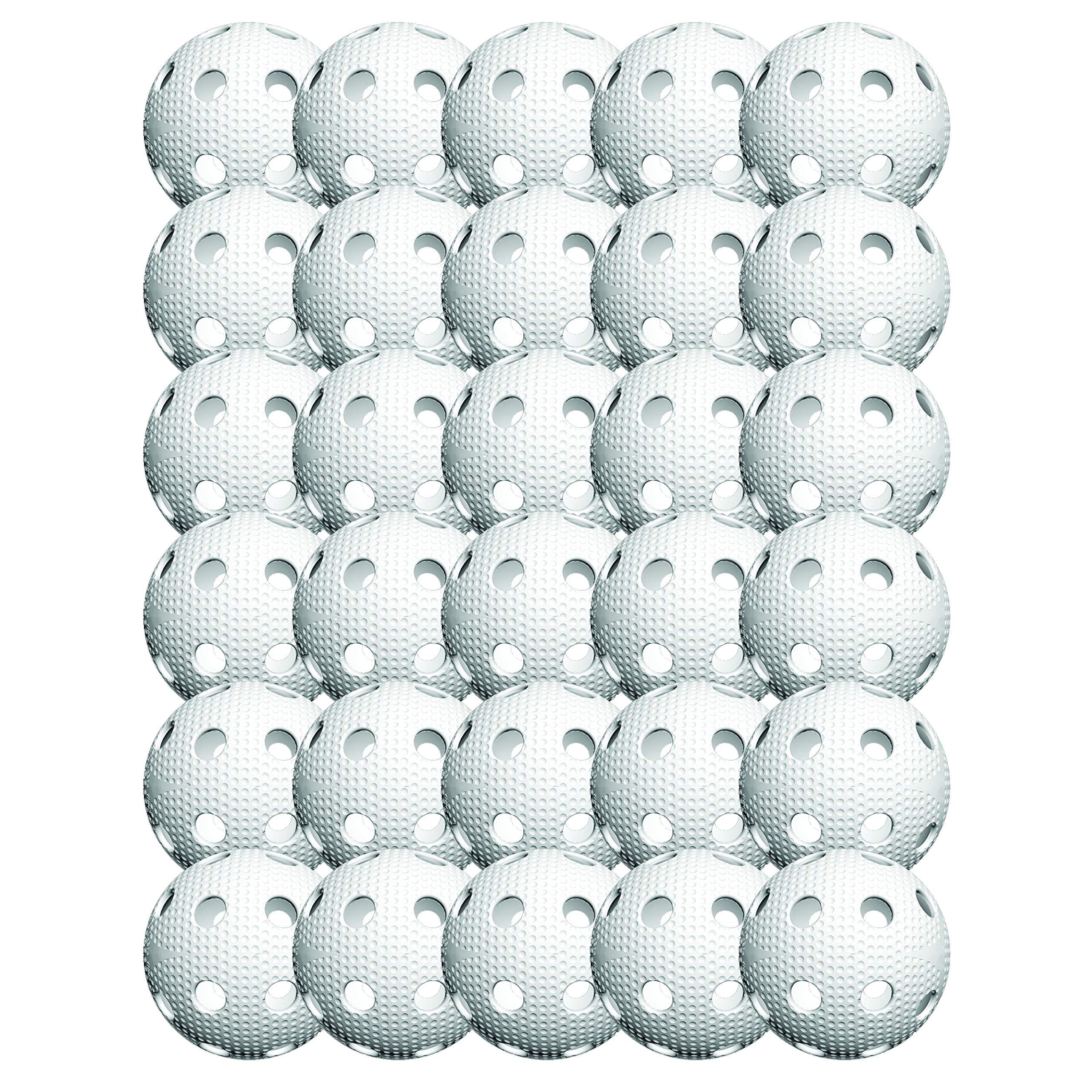 Franklin Sports NHL Official Size 72mm Floorball Balls - 30 Pack Bulk for Indoor & Outdoor Use - Perfect for Gym, Rink, Street Hockey Practice & Games - Durable White Floorballs for Training, Team Sports & Recreational Play