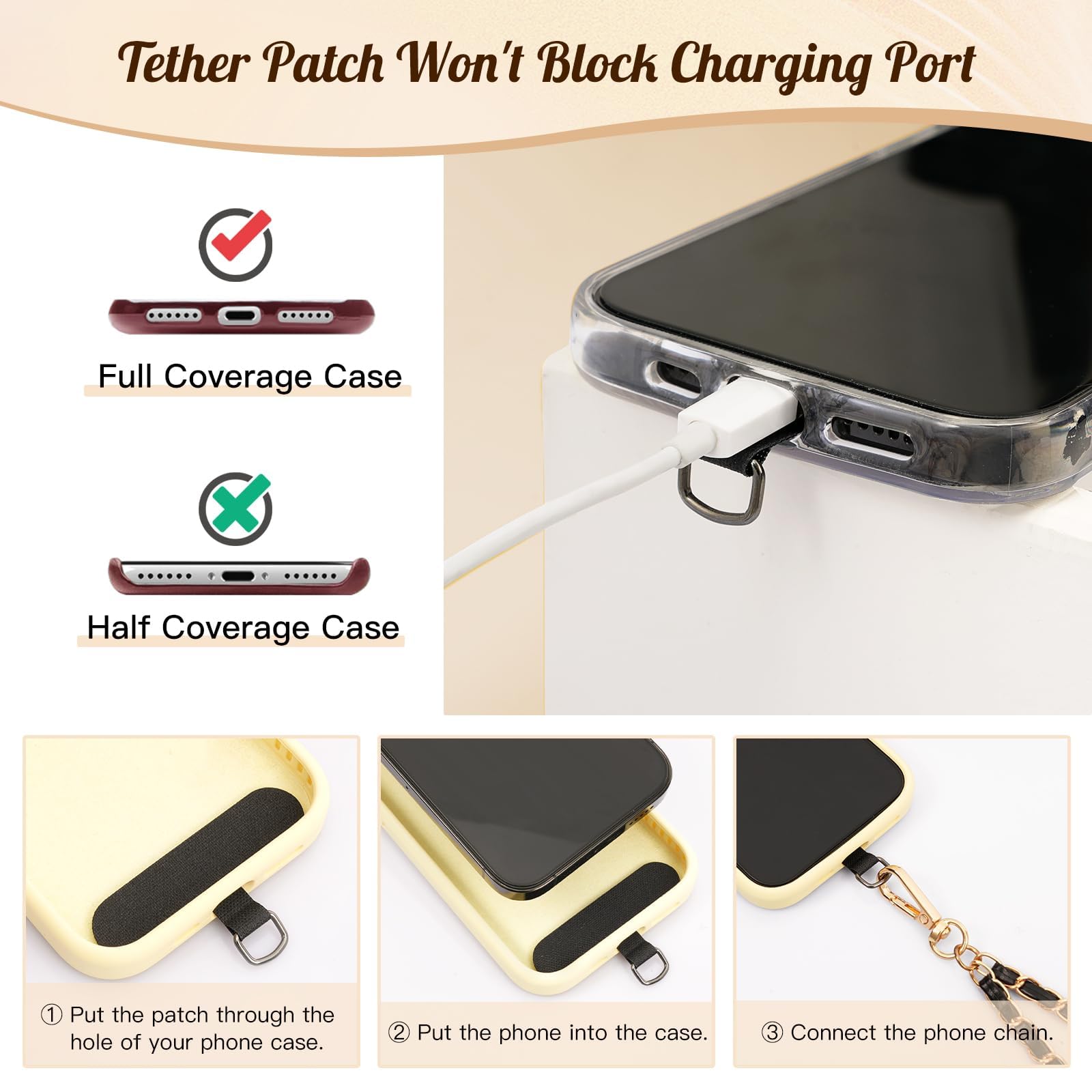 TiMOVO Universal Phone Lanyard - Metal Anti-Theft Crossbody Strap for iPhone 16/15 & Most Smartphones - Adjustable Phone Neck Holder for Women & Men (Gold & Black) - Perfect for Travel, Work, Gym & Outdoor Activities