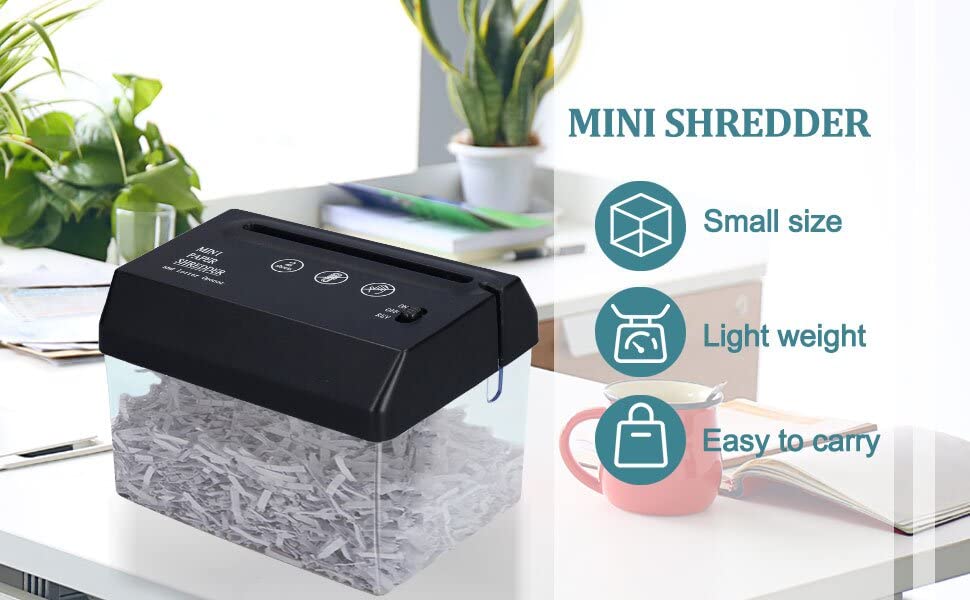 Mini USB A6 Electric Paper Shredder - Portable Home & Office Desktop Document Shredder for Bills, Receipts, Credit Cards | Perfect for Home Office, Small Business & Travel Use