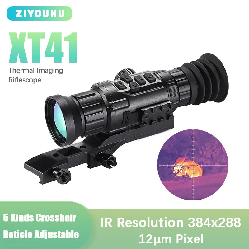 XT41 Thermal Night Vision Monocular - Clip-On Riflescope with External Screen & Video Recording | Hunting Gear for Low Light Conditions, Wildlife Observation & Outdoor Adventures