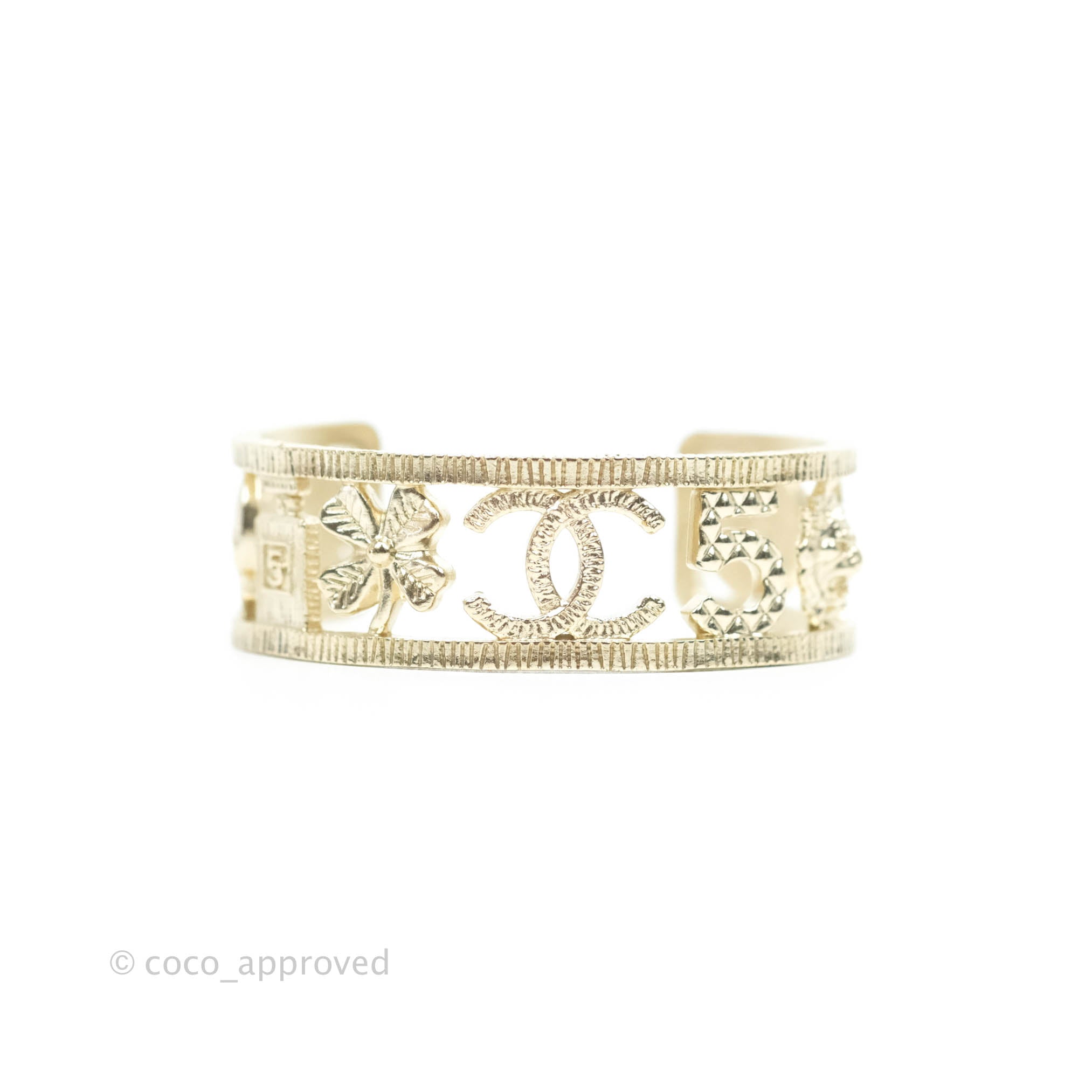 Chanel CC Cuff Bracelet in Light Gold Hardware - Luxury Fashion Jewelry for Women | Perfect for Parties, Weddings & Special Occasions