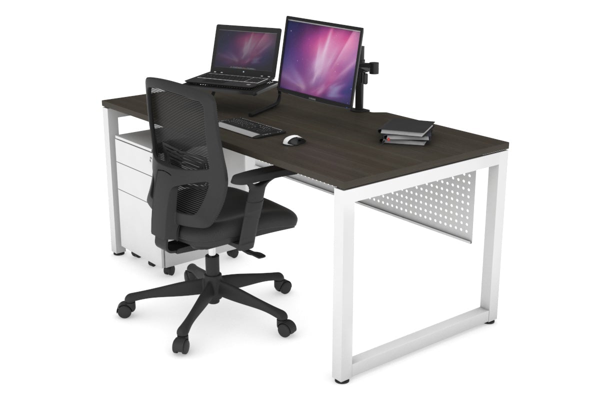 Quadro Loop Legs Office Desk - 1400L x 800W Modern Computer Desk with Cable Management for Home & Office Workspace