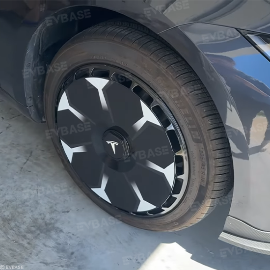 Tesla Model 3 Highland Hubcaps 18'' & 19'' Inch - Custom Graphic Full Coverage Wheel Covers Set of 4 - Premium Car Accessories for Enhanced Style & Protection - Perfect for Road Trips, Daily Commutes & Car Shows