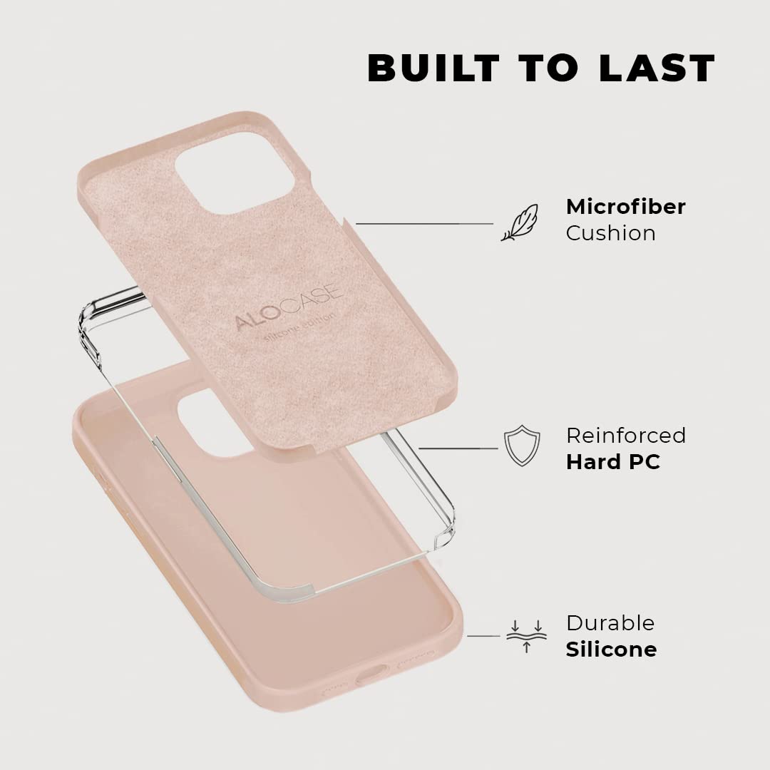 iPhone 13 Pro Max Case [6ft Military-Grade Drop Protection] - Slim Pink Silicone Cover with Built-in Screen Protector & Microfiber Lining - Shockproof Protective Phone Case for Women & Men - Perfect for Work, Travel & Outdoor Activities