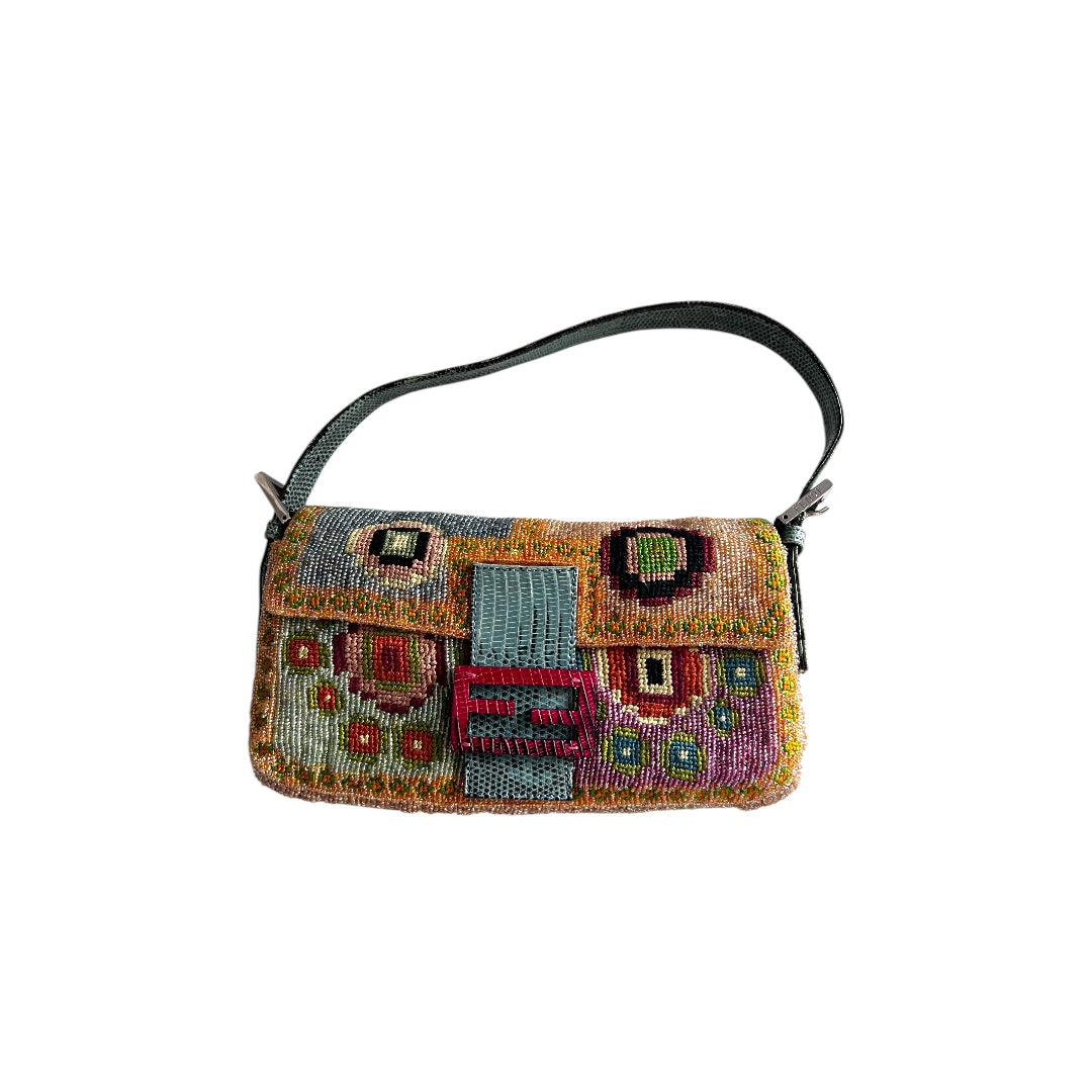 Vintage Fendi Madonna Boho Beaded Baguette Bag from 1997 - 90s Retro Shoulder Bag for Women, Perfect for Concerts, Parties & Boho Fashion